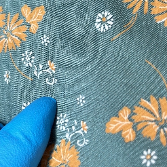 Caslon Split Neck Top in Green Yellow Mia Floral size small 100% Modal - Picture 8 of 15